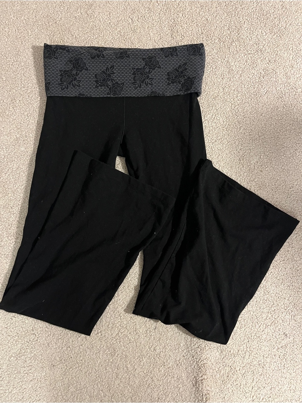 PINK Victoria's Secret Black Leggings with Foldover Waistband